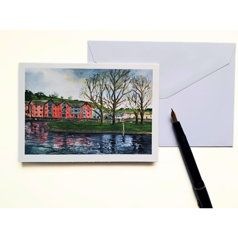Blank Greetings Card River Dart Totnes Devon  From Original Painting  size A6