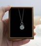 Silver Circle Birthstone Leaf Pendant, silver pendant with semi-precious beads - Image 4