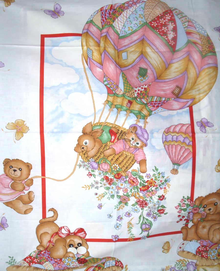 Up Up and away balloon ride cot quilt