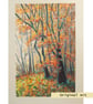 Autumn Woodland original drawing, landscape illustration, wall art