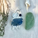 Sterling Silver And Blue Quartz With Sodalite Pendant Necklace 