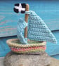 Wonky Cornish Crochet and Driftwood Boat Sea Ooak 