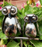 Mother & Baby Owl. Handcrafted Pair of Owls. Upcycled Cutlery Art.