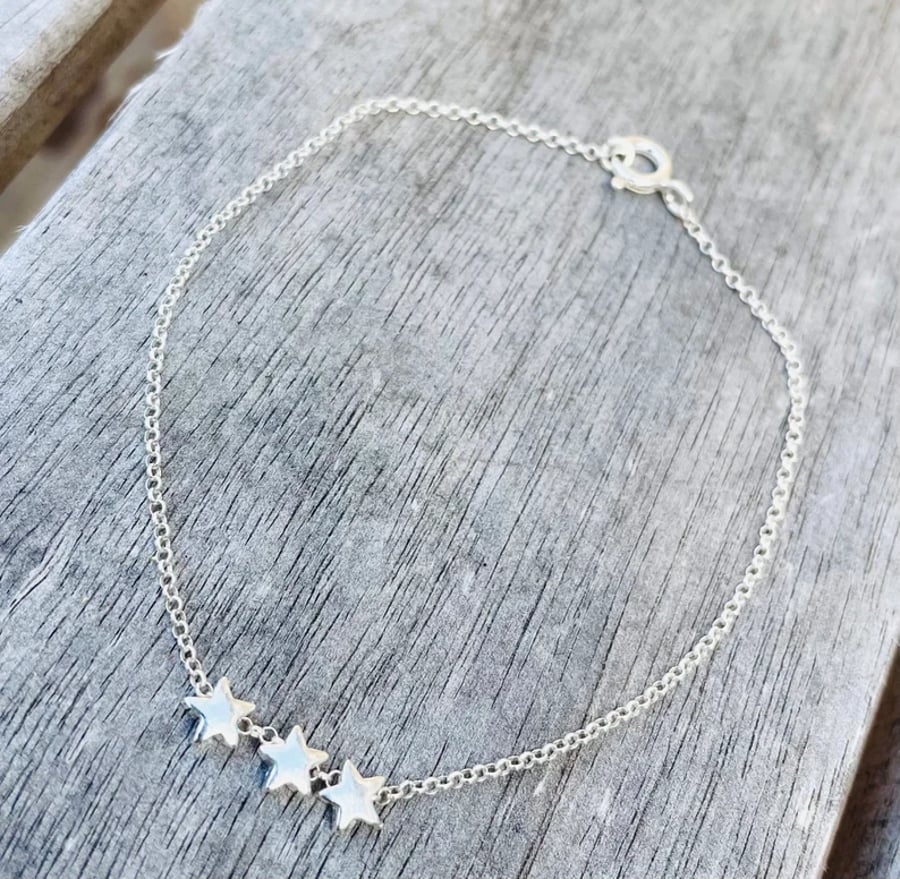 Sterling Silver Star Bracelet for Kids 6.5 inches