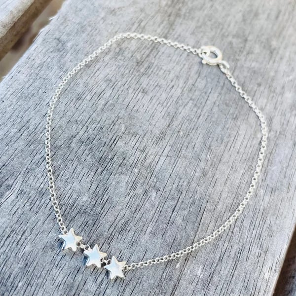 Sterling Silver Star Bracelet for Kids 6.5 inches