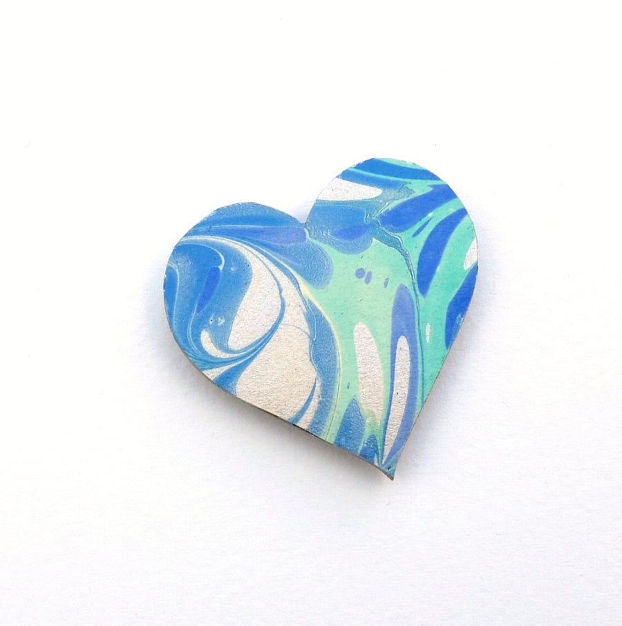 Pretty marbled paper heart fridge magnet