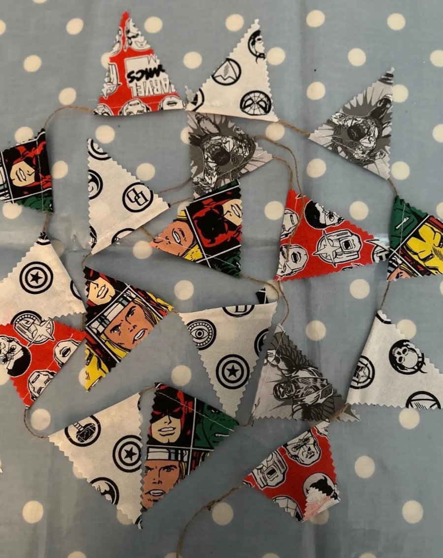  Super Hero's Mini Cotton Fabric Bunting 