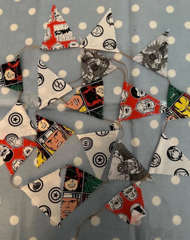  Super Hero's Mini Cotton Fabric Bunting 