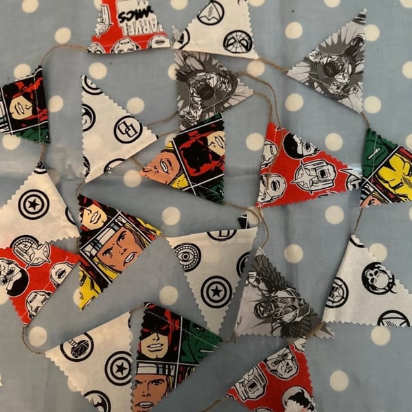  Super Hero's Mini Cotton Fabric Bunting 