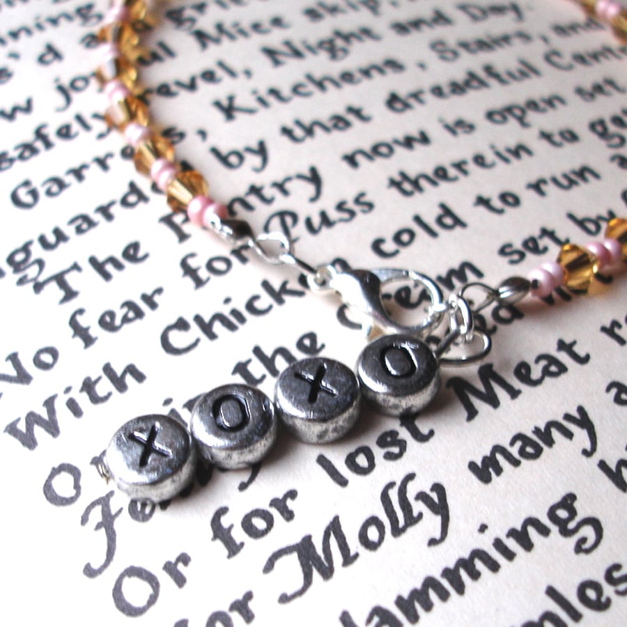 XOXO Charm Crystal Bead Bracelet