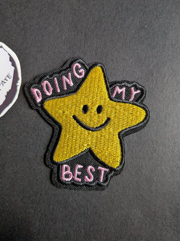 DOING MY BEST - Embroidered Iron on Patch