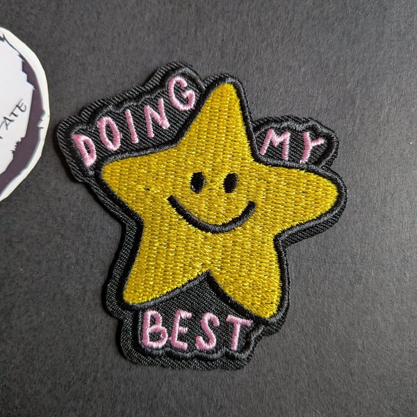 DOING MY BEST - Embroidered Iron on Patch