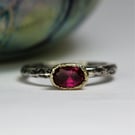 Oval Pink Tourmaline Silver and Gold Treasure Ring