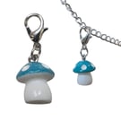 Detachable teal mushroom charm