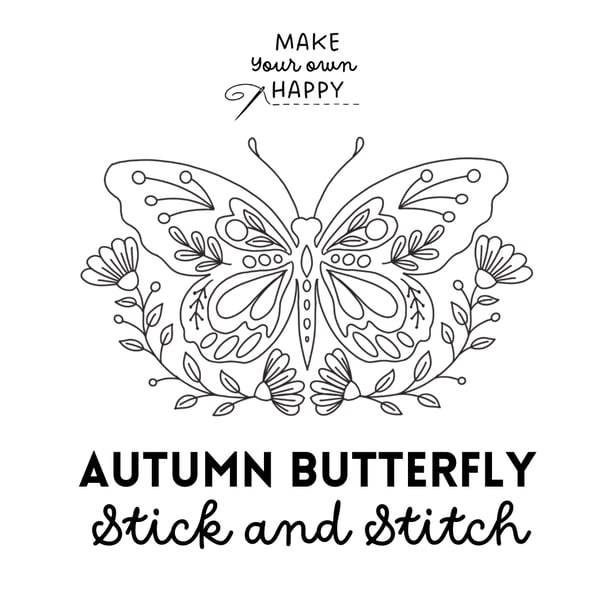Autumn Butterfly Stick & Stitch (Dissolvable Pattern for Embroidery)