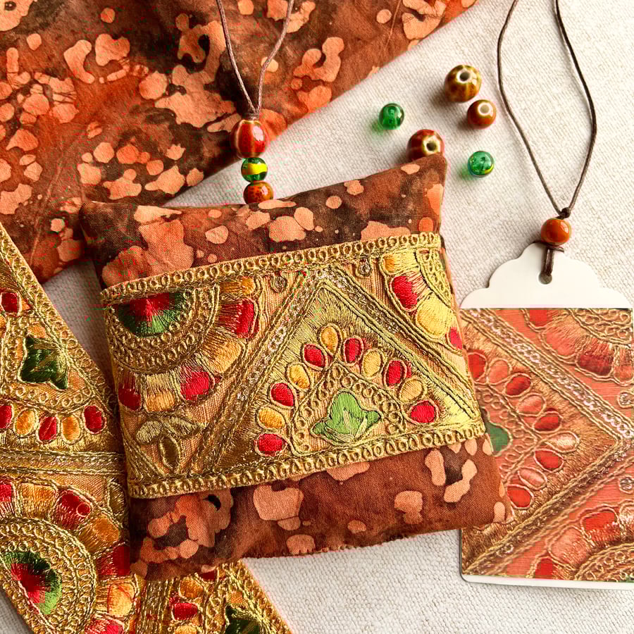 Boho lavender bag with Indian embroidered trim, valentine gift, mothers day gift
