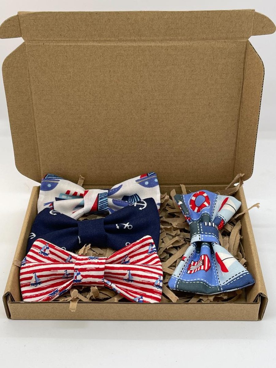 Dog Bows Dickie Bows Nautical Dog Bows Boxed  Gift set