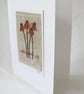 HAND EMBROIDERED GREETINGS CARD WINTER AUTUMN FLOWERS - Image 3