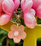 BLUSH PINK FLORAL EARRINGS silk flowers SAKURA BLOSSOM - Image 3