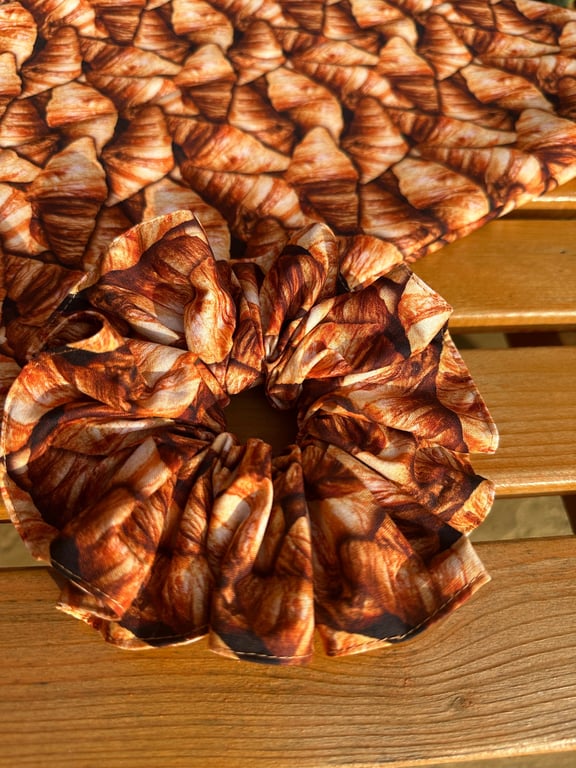 Croissants Pastry Print Scrunchies, XXL Scrunchies, Gifts for Baker