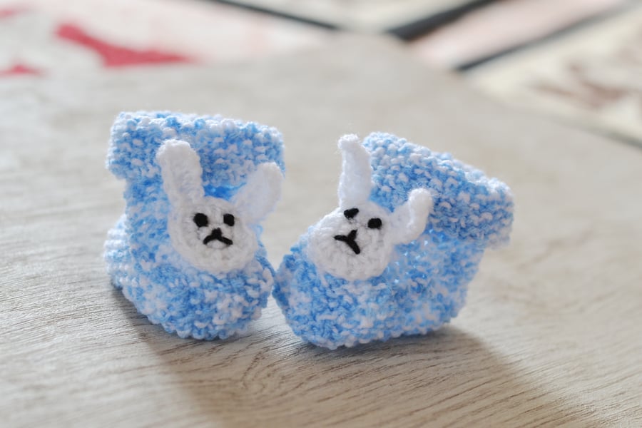 0 - 3 Months Unisex Bunny Knitted Baby Booties