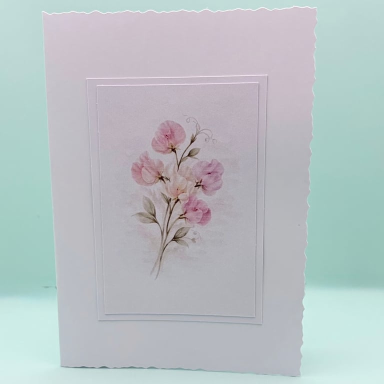 A6 Card set of 4 - Sweet Pea Birth Flower Botanical Blank Greeting Cards