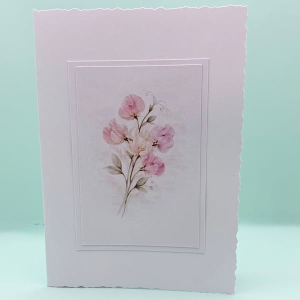 A6 Card set of 4 - Sweet Pea Birth Flower Botanical Blank Greeting Cards