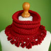 Cowl with Ruffle Crochet Trim in Alpaca Blend  Double Knit Weight Yarn. 