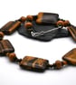 tigers eye and lampwork glass beaded necklace