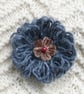 silver and brown brooch - Image 1