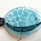 Fused Glass Fish Ornament: Bubbled Sgraffito Art