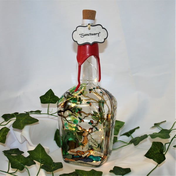 Sanctuary - Handpainted Bottle Light