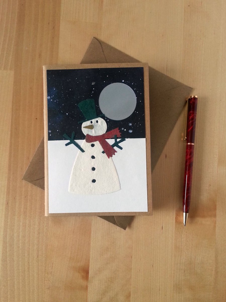 Snowman Christmas Notebook with grey pages. Alternative Christmas Card.
