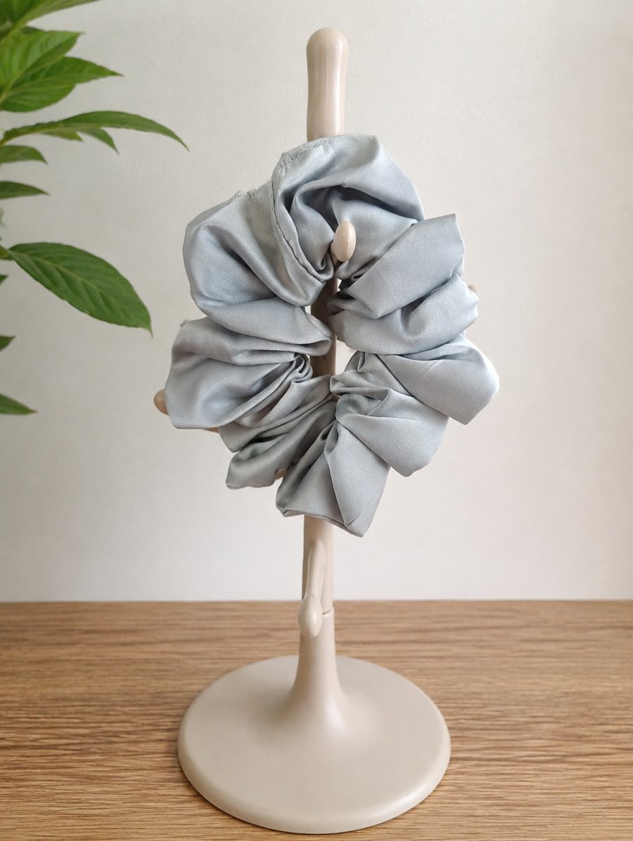 Grey Satin scrunchies 
