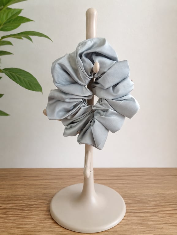 Grey Satin scrunchies 
