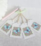 Little Flowers & Blue Butterfly Gift Tags - set of 4 tags - Image 1