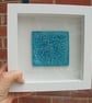SALE - Turquoise Ceramic Woodland Plaque Picture - Rustic Frame - Image 1