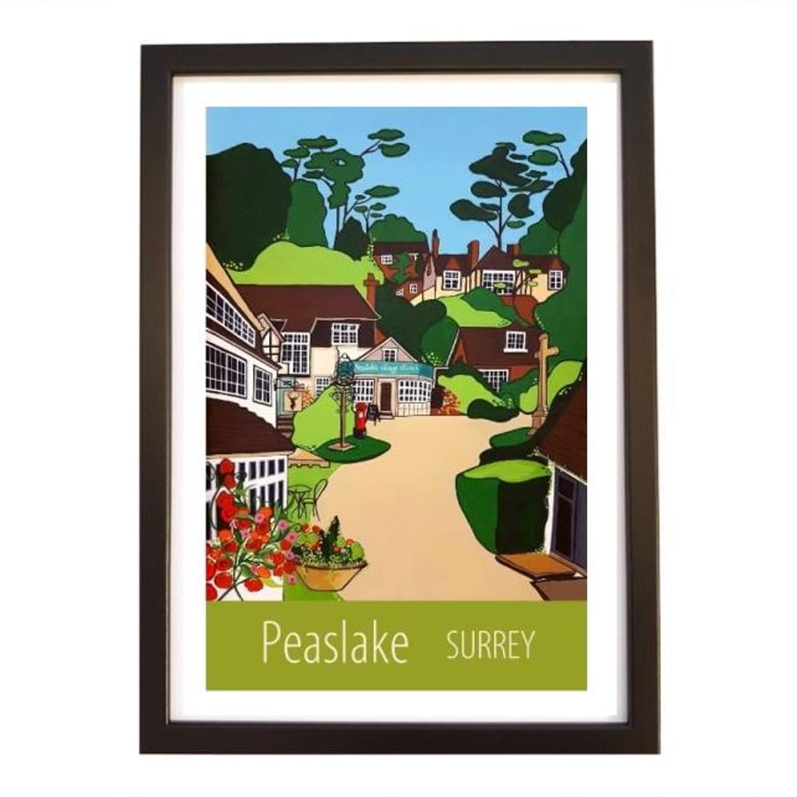 Peaslake, Surrey print - black frame