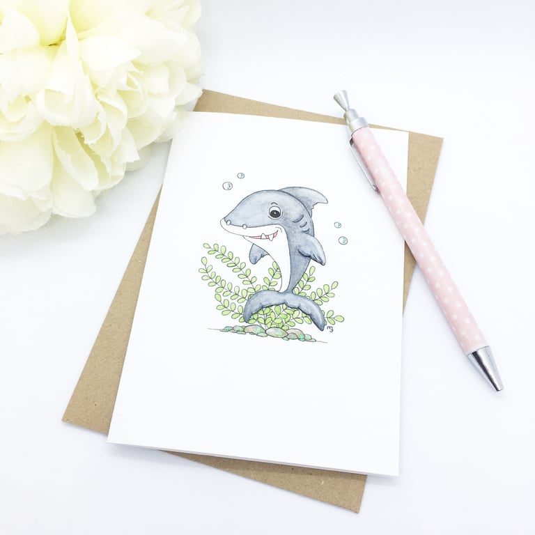Shark Card - Blank Greetings Card - Any Occasion 