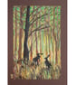 Hares in an Autumn Forest Landscape, small original drawing, wall art - Image 2