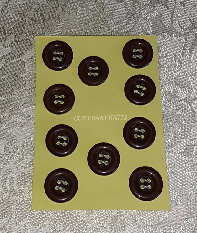 18MM DARK BROWN ROUND BUTTONS WITH FOUR HOLES FOR ATTACHING 