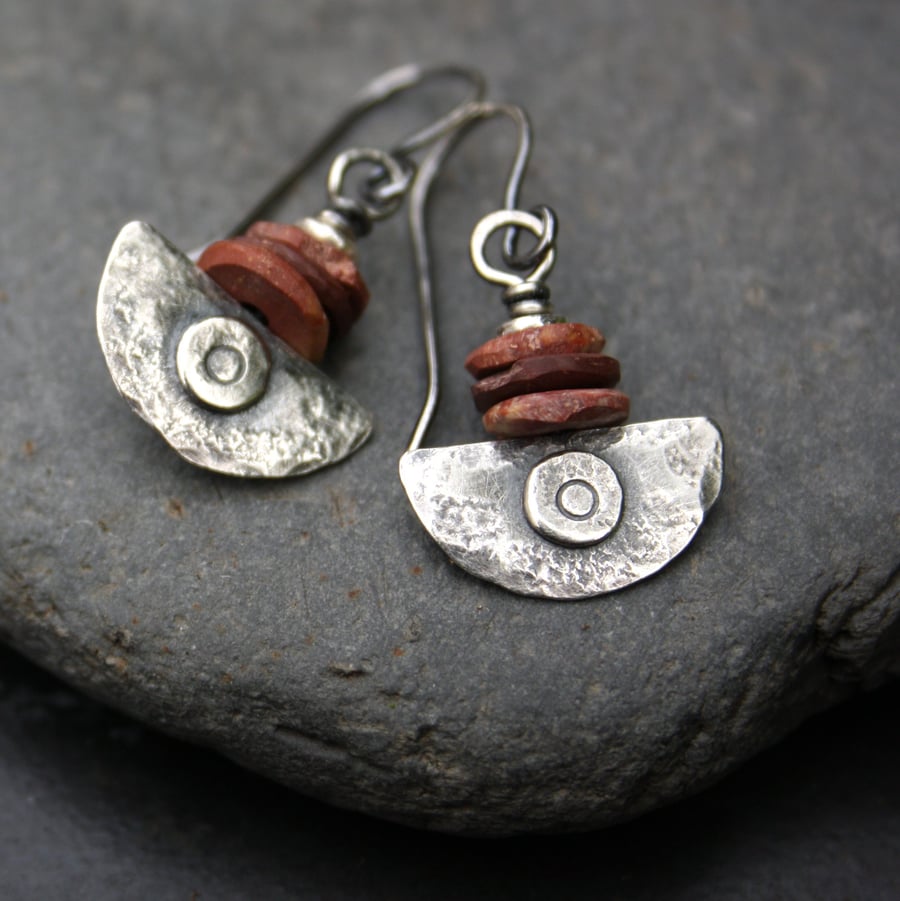 Silver and bauxite Ulu blade earrings