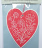 Love Heart - Hanging Lino Printed Valentine Card. - Image 2