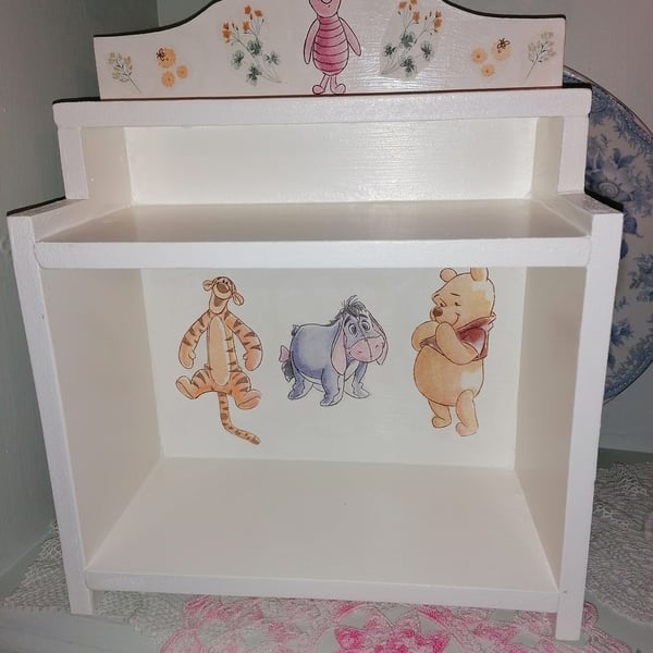 Wooden Bookcase Shelf Storage Made Using Winnie The Pooh Piglet Eeyore Vintage D
