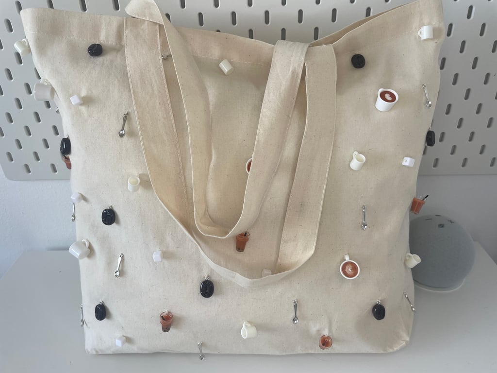 Tea, coffee inspired tote bag made to order