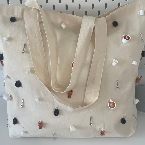 Tea, coffee inspired tote bag made to order