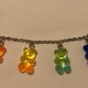 Rainbow two-toned gradient gummy bear necklace 