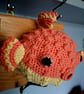 Crocheted puffer fish head on wooden board with hooks - Image 4
