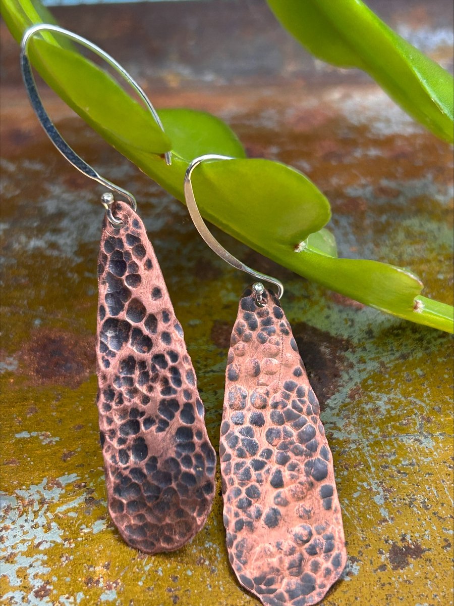 Hammered Copper Earrings Folksy