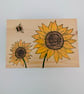 Sunflowers wooden memory box,  keepsake box, pyrography decorative storage  - Image 3